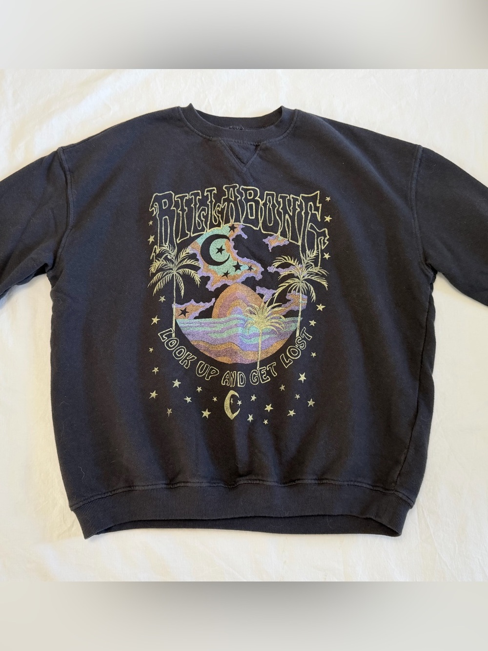 Billabong Black Crewneck Sweatshirt with Sunset Graphic